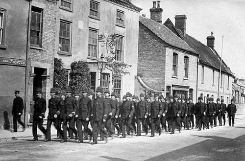 Police parade through Bourne in 1890