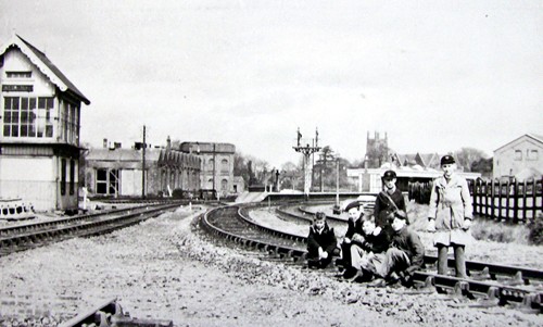 Schoolboys trespassing on the track in 1948