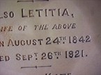 Letitia Barsby inscription