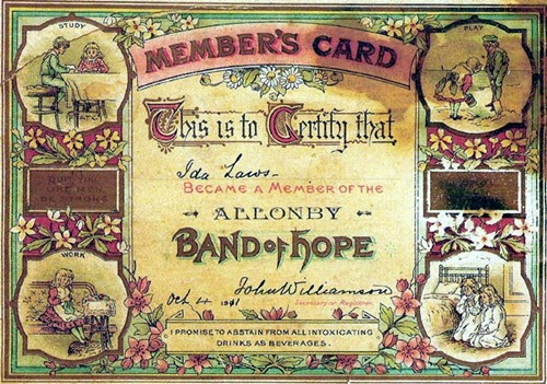 Band of Hope pledge certificate