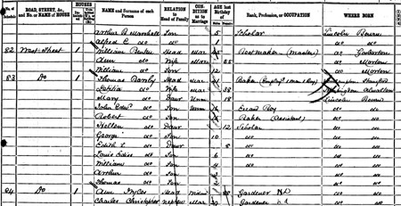 Extract from the 1881 census for West Street