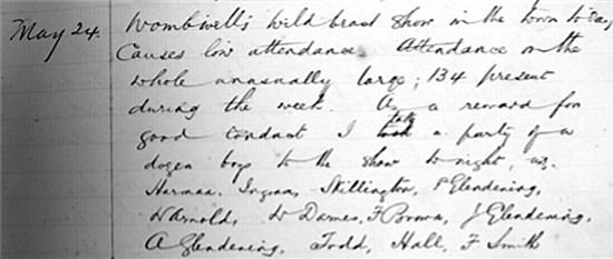 Log book entry from May 1881