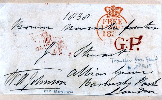 Postmarked Bourne 1838