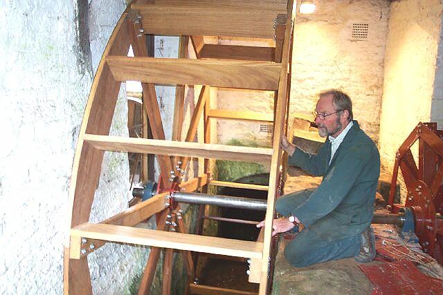 Large mill wheel being tested