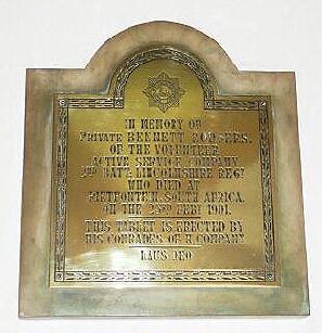 Boer War memorial plaque