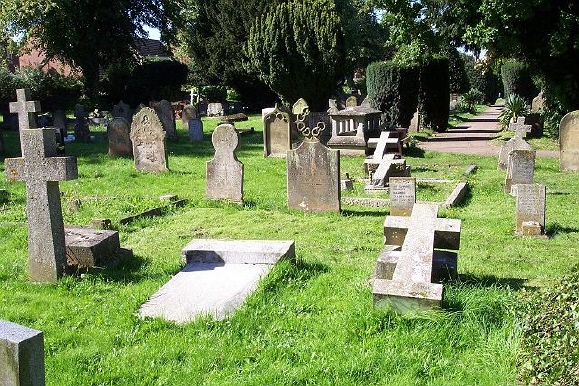 Headstones laid flat