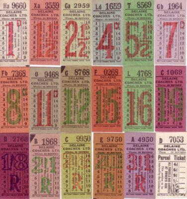 Delaine bus tickets 1940-60