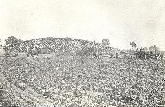 One of the hangar's roof trusses