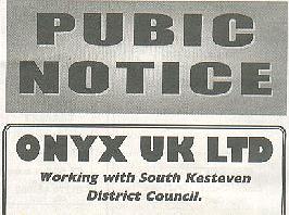 Newspaper cutting re Pubic Notice