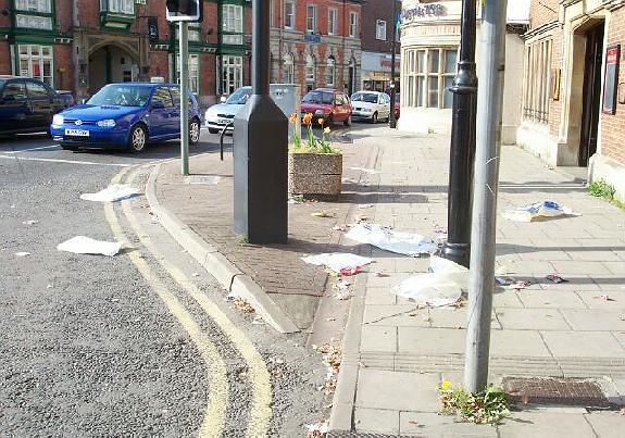 Litter in the town centre April 2003